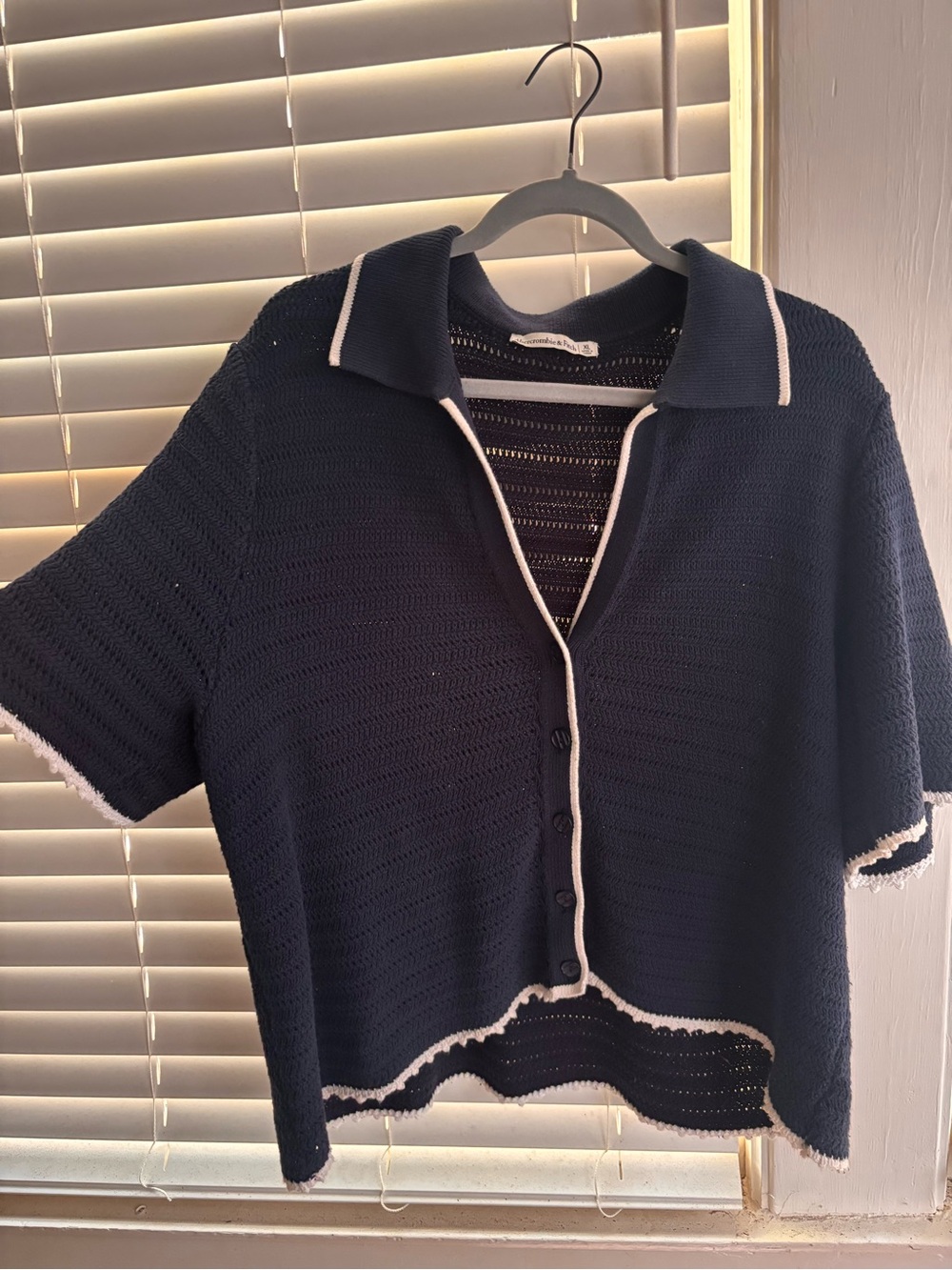 Abercrombie Navy crochet shirt - Picture 2 of 3